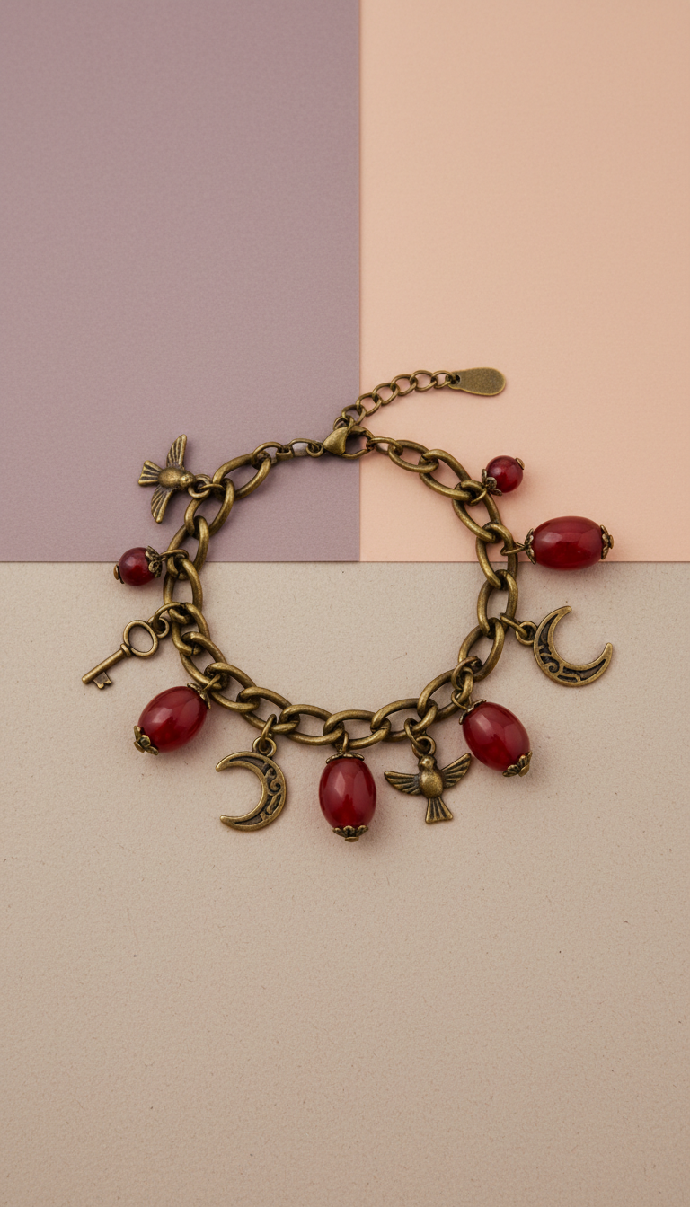 Bronze Carnelian Charm Bracelet