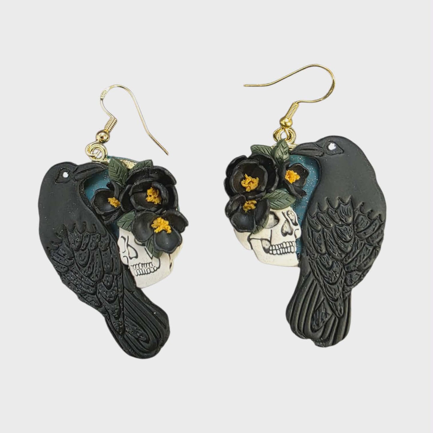 Held in Shadow – Raven Dangle Earrings