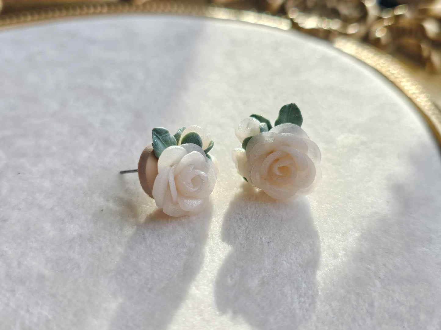 Ivory Rose Bloom Studs