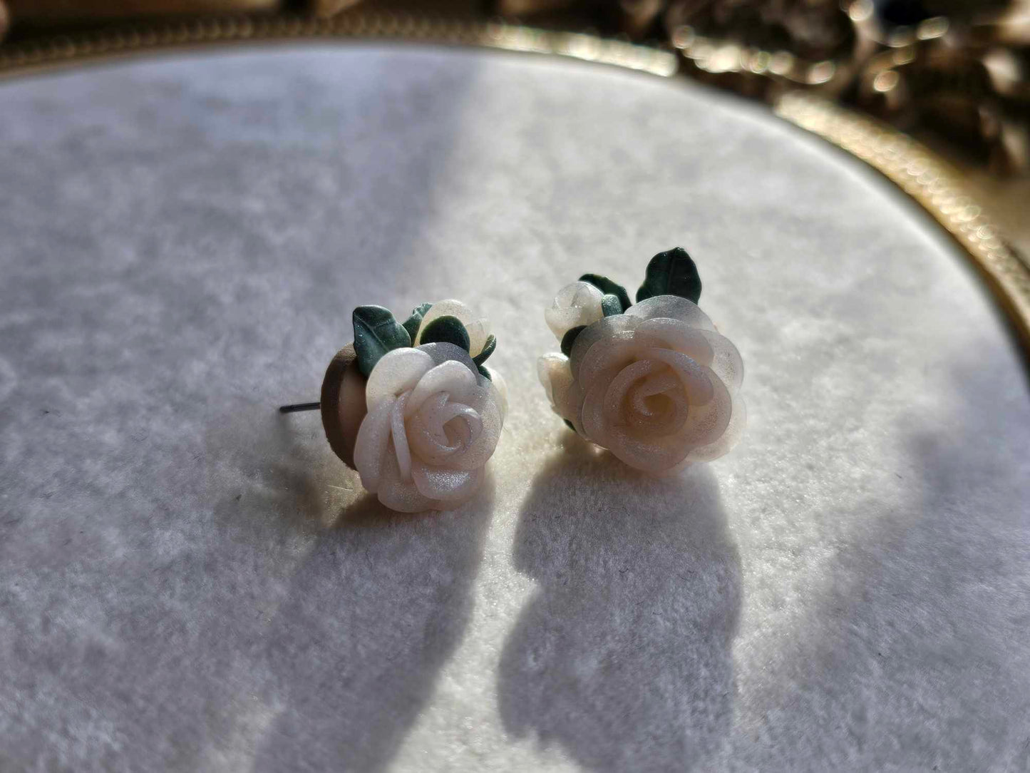 Ivory Rose Bloom Studs