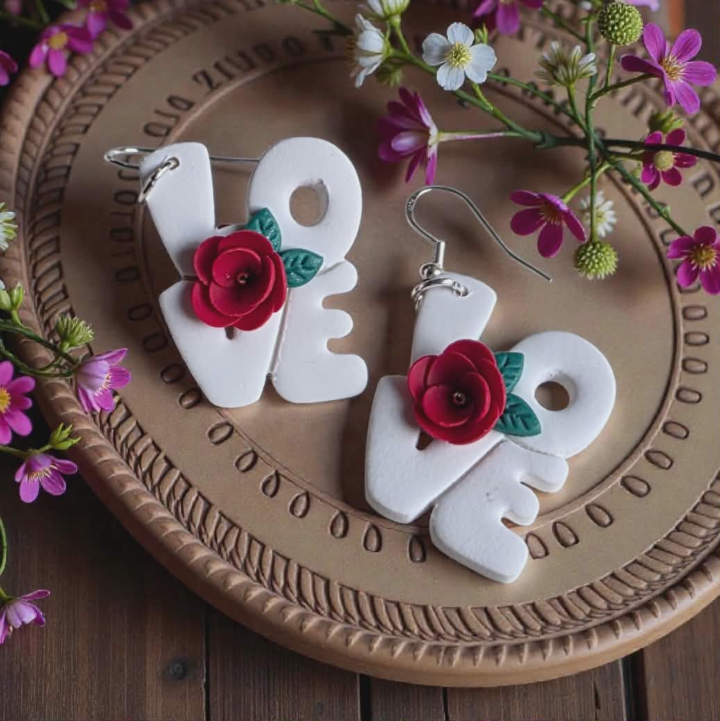 LOVE Floral Statement Earrings