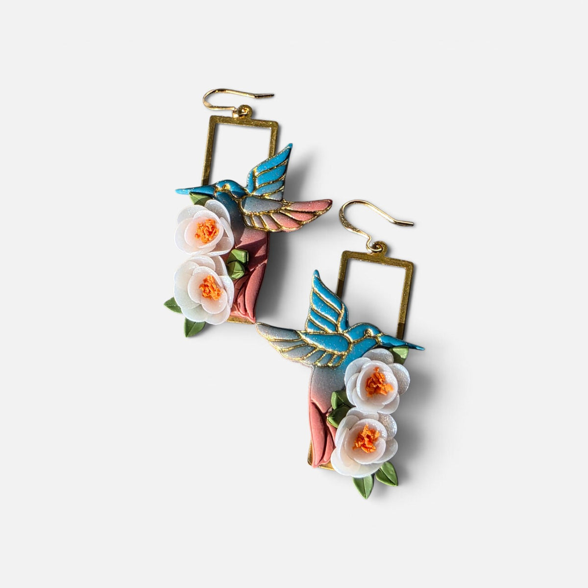 First Light | Handcrafted Hummingbird & Floral Earrings