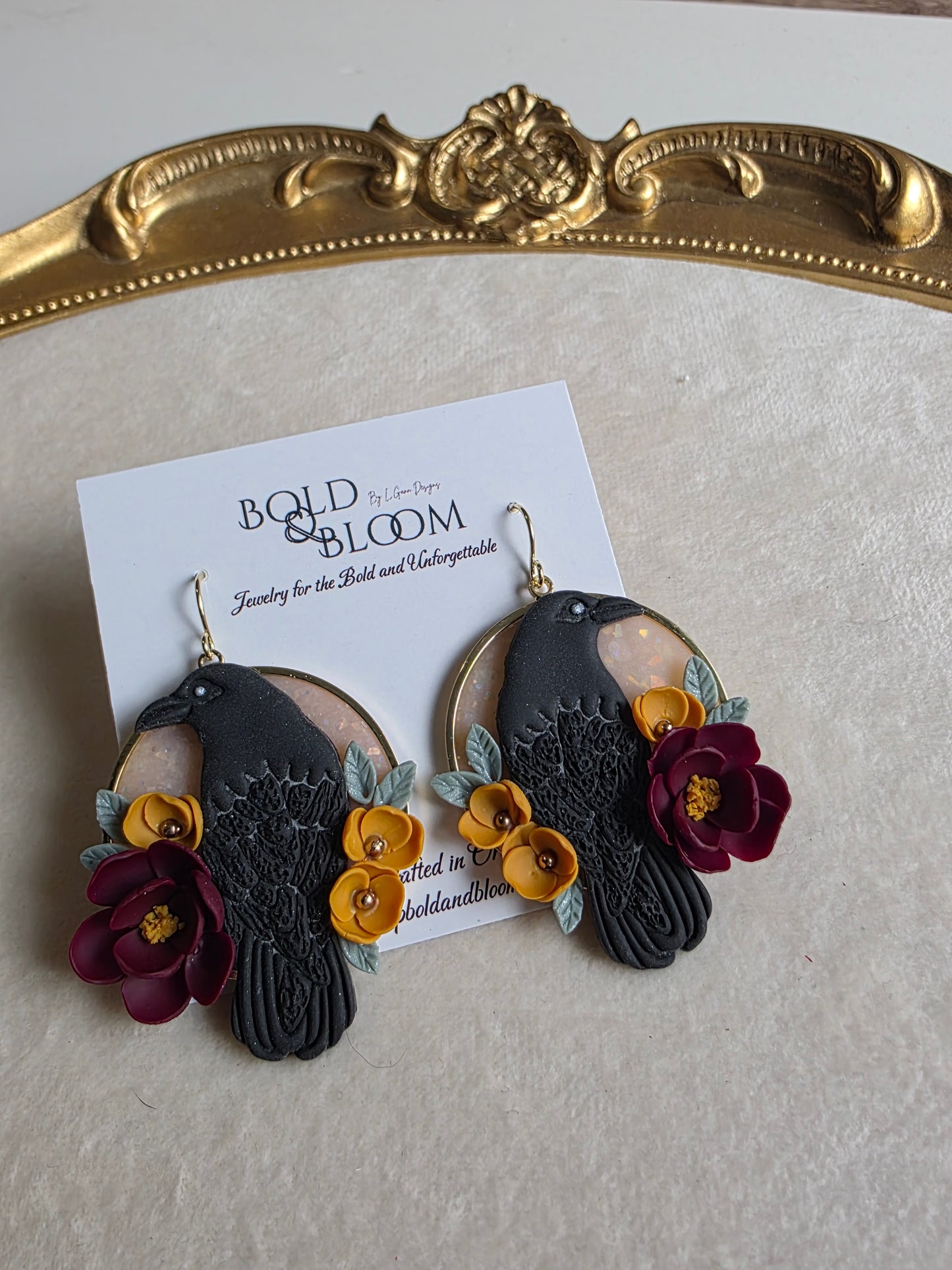 Raven Bloom Dangle Earrings