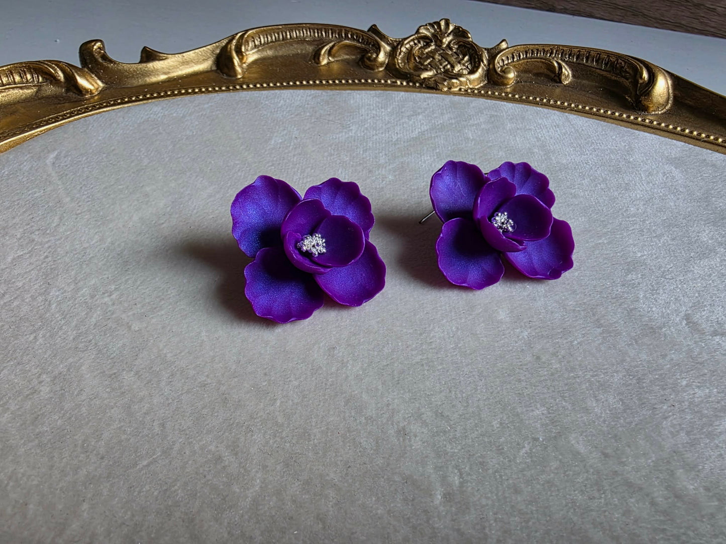 Blooms of Resilience Dangle Earrings Purple Pearl