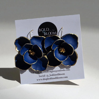Boldly Blooms Statement Earrings - Teal