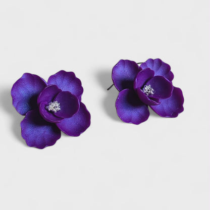 Blooms of Resilience Dangle Earrings Purple Pearl