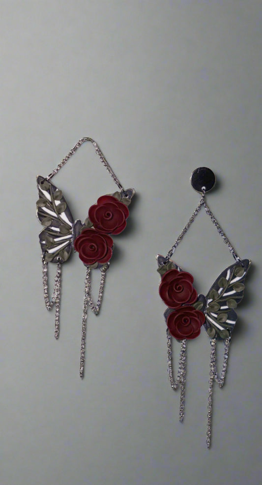 Crimson Butterfly Dangle Earrings image 0