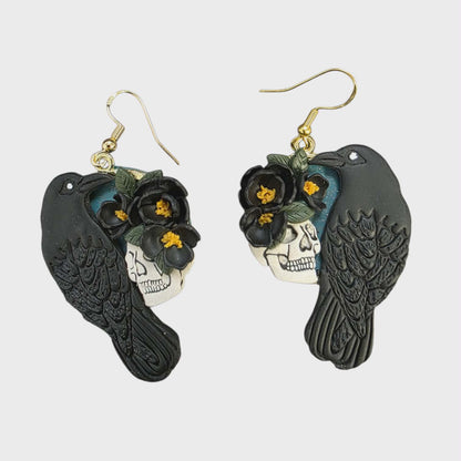 Held in Shadow – Raven Dangle Earrings