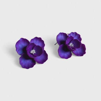 Blooms of Resilience Dangle Earrings Purple Pearl