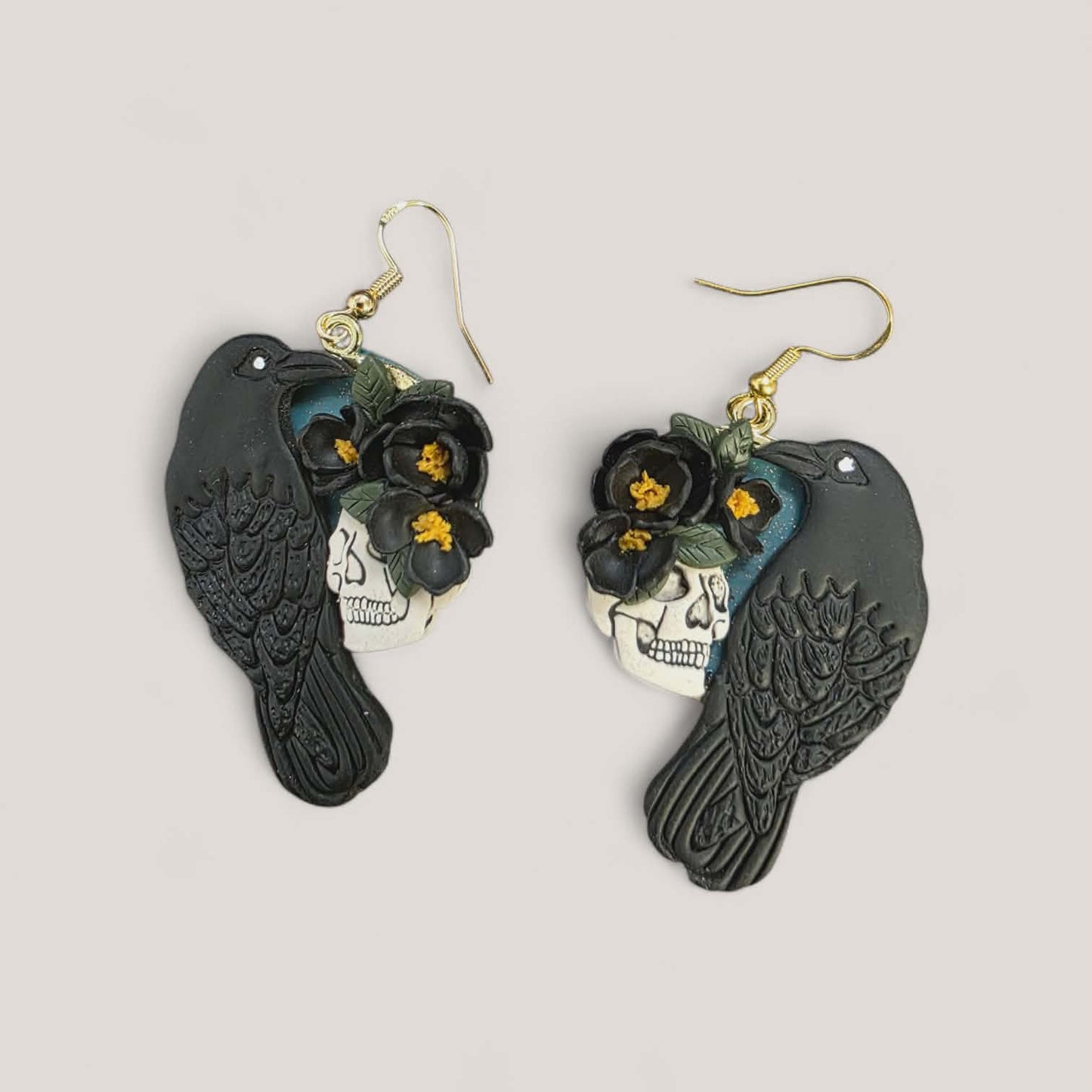 Held in Shadow – Raven Dangle Earrings