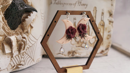 White floral moon dangles image 3