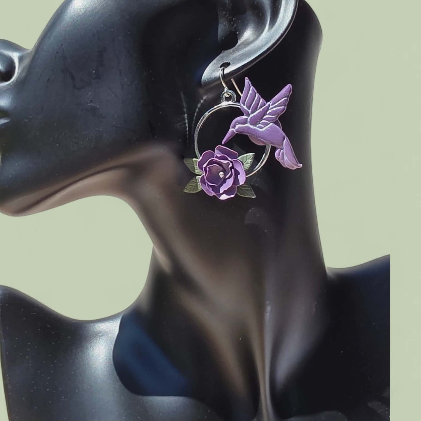Midnight Bloom Hummingbird Hoops