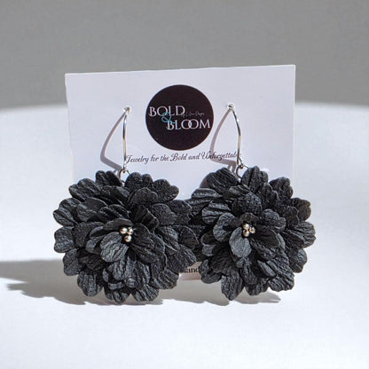 Midnight Bloom Statement Earrings- Teal