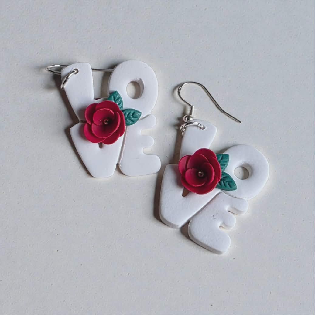LOVE Floral Statement Earrings