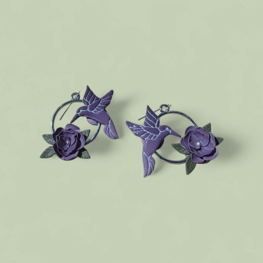 Midnight Bloom Hummingbird Hoops