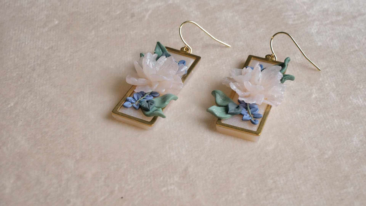 Moonlit Garden Dangle - White Floral Earrings