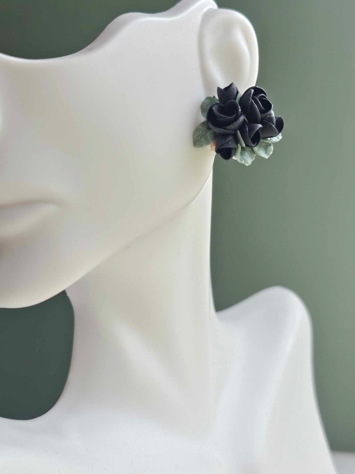 Midnight Garden Black rose studs