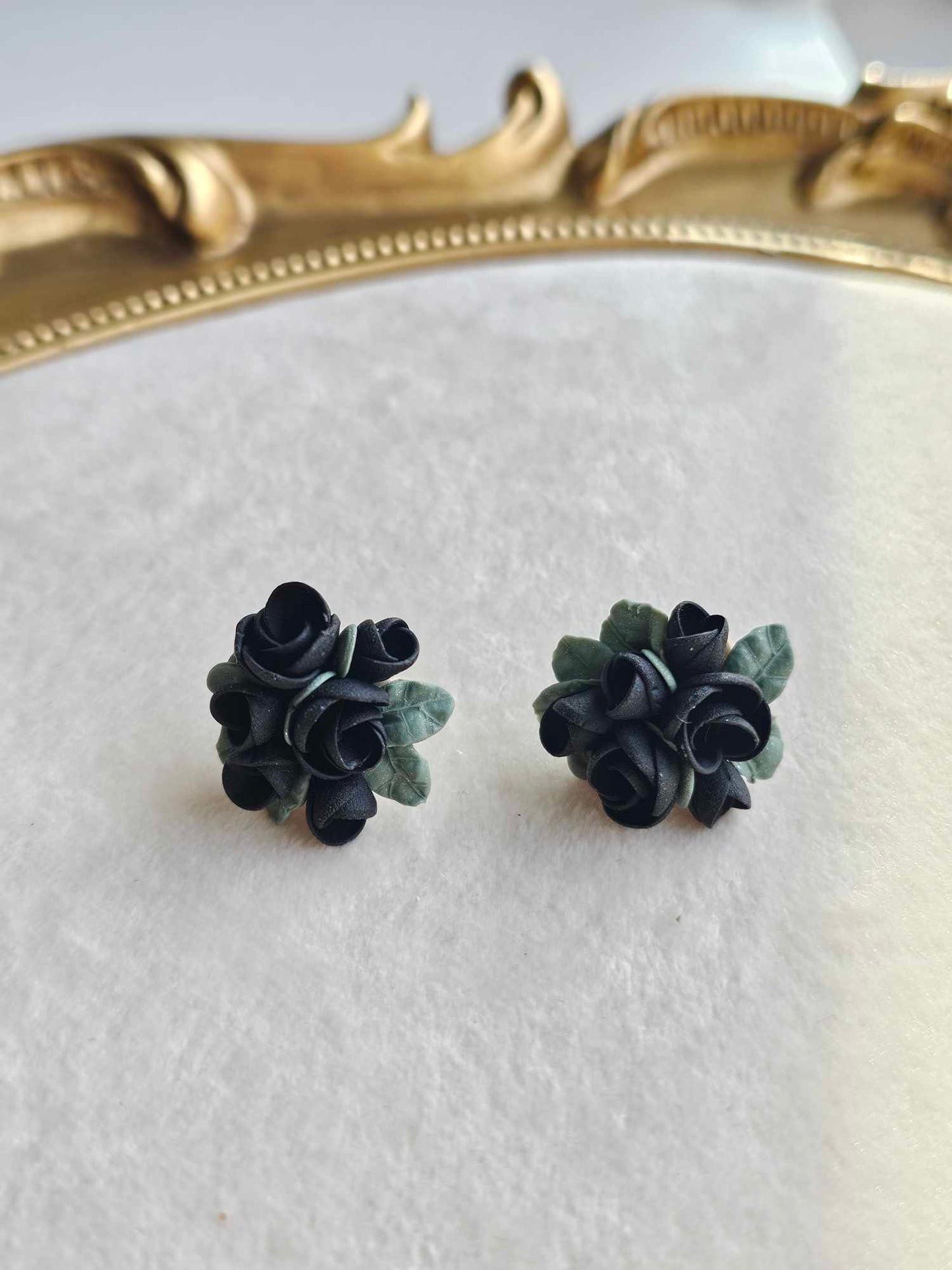 Midnight Garden Black rose studs
