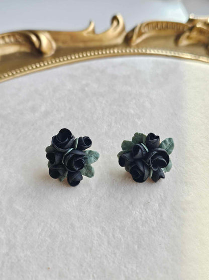 Midnight Garden Black rose studs