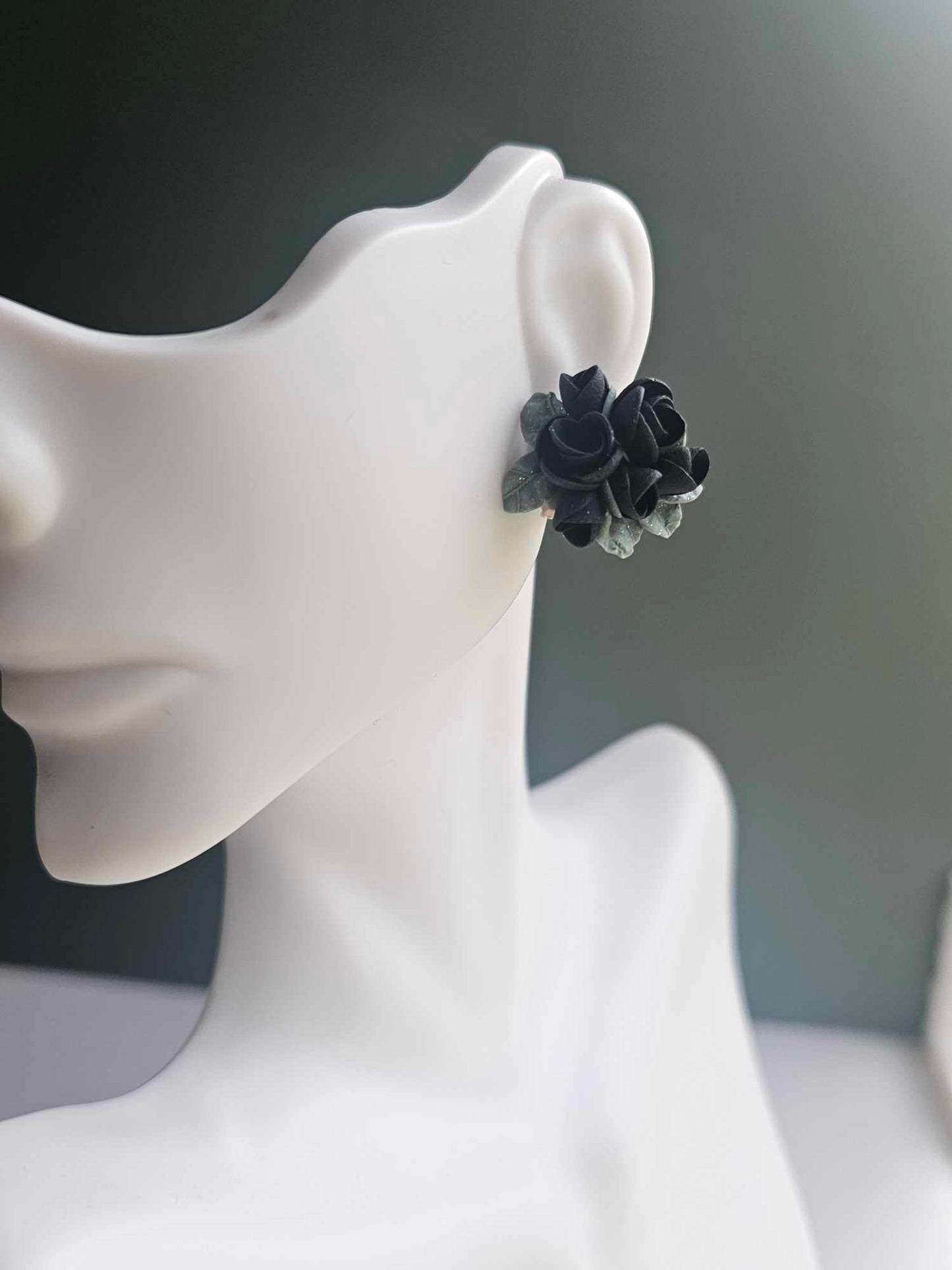 Midnight Garden Black rose studs