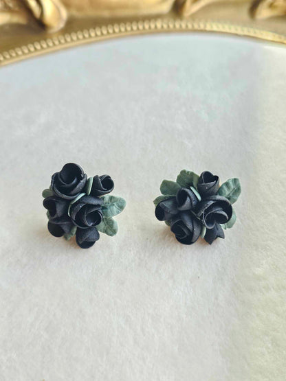 Midnight Garden Black rose studs
