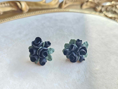 Midnight Garden Black rose studs