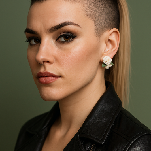 Ivory Rose Bloom Studs