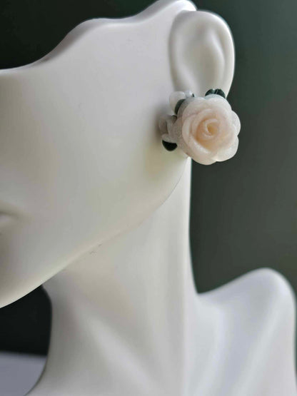 Ivory Rose Bloom Studs