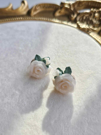 Ivory Rose Bloom Studs