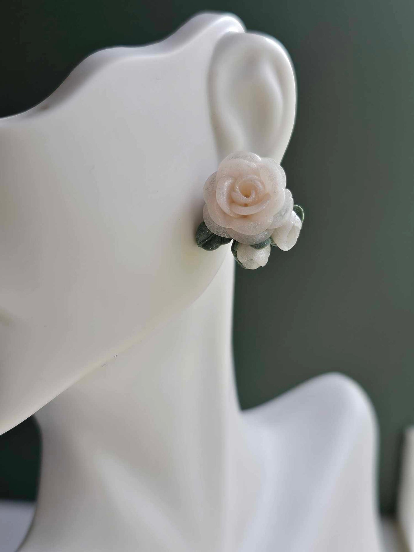 Ivory Rose Bloom Studs