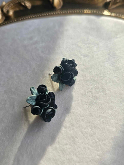 Midnight Garden Black rose studs