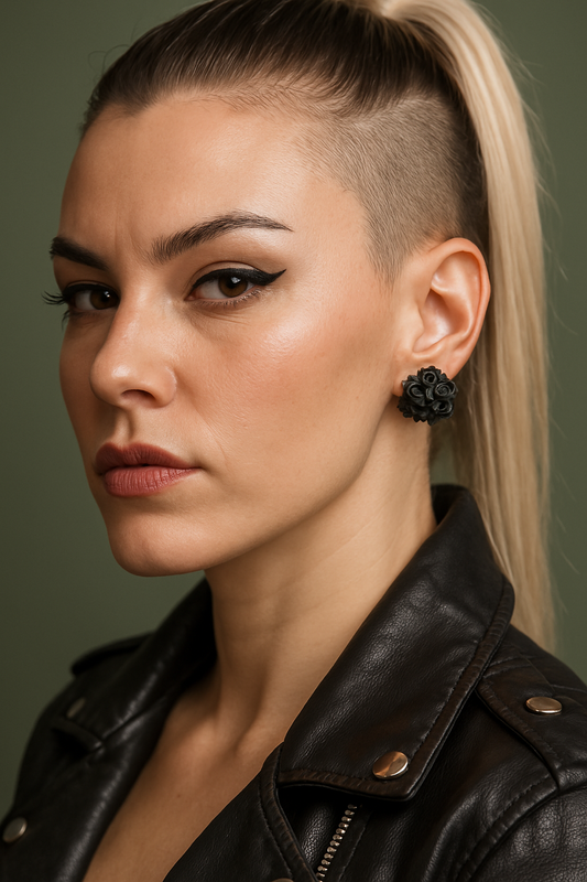 Midnight Garden Black rose studs