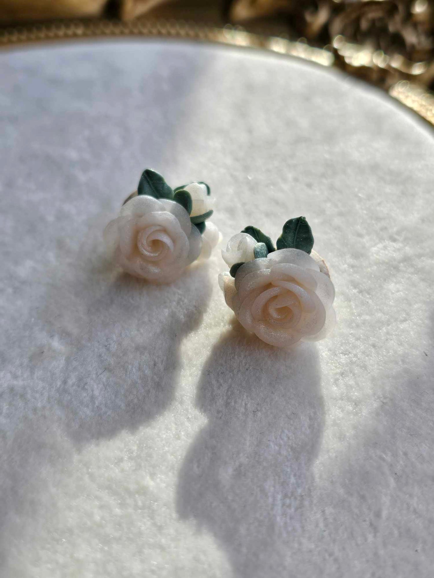 Ivory Rose Bloom Studs