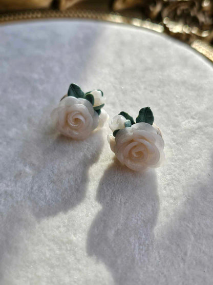 Ivory Rose Bloom Studs
