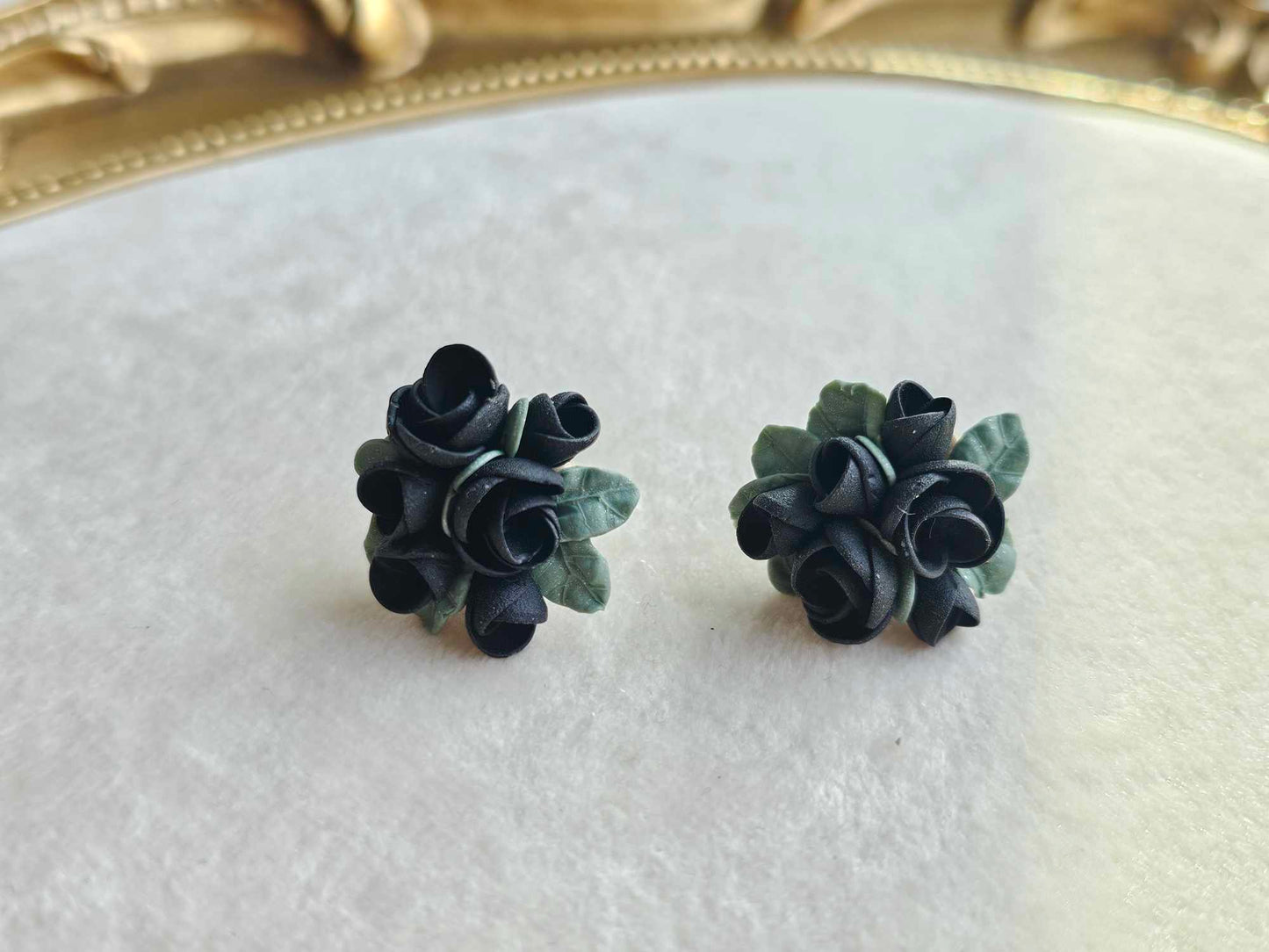 Midnight Garden Black rose studs