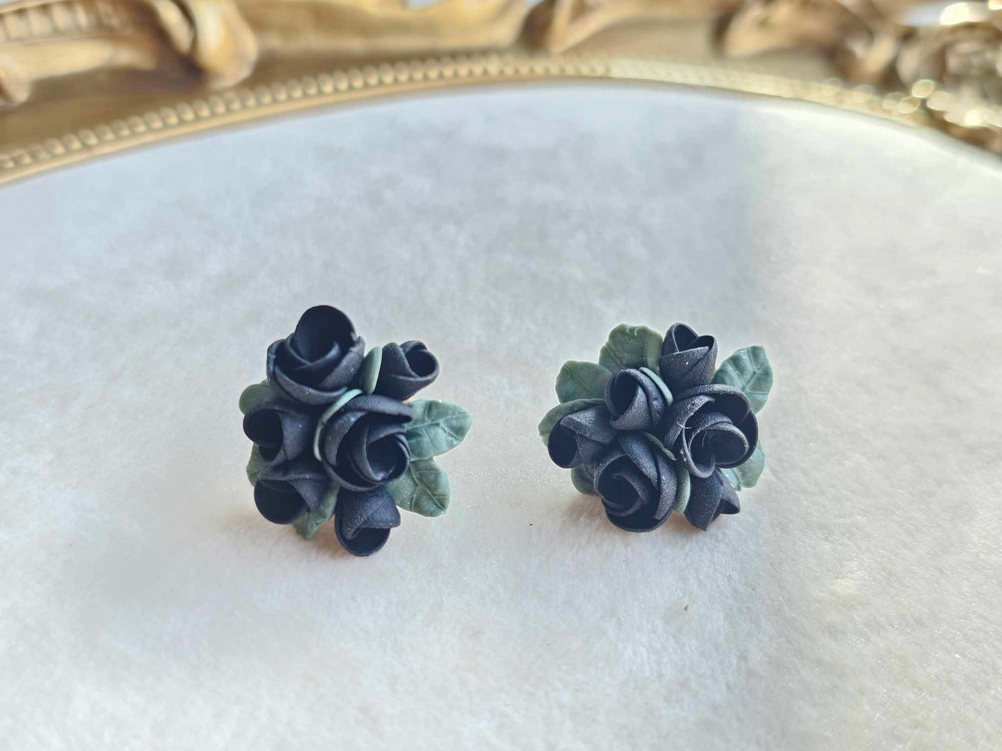 Midnight Garden Black rose studs