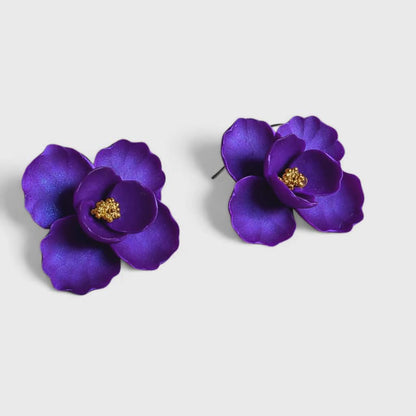 Blooms of Resilience Dangle Earrings Purple Pearl