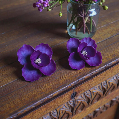 Blooms of Resilience Dangle Earrings Purple Pearl