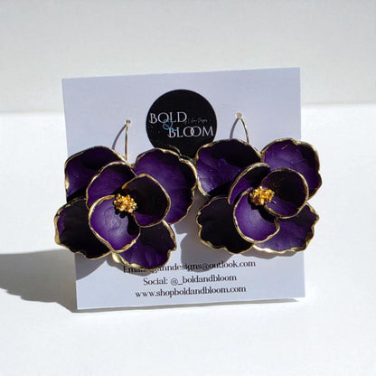 Boldly Blooms Statement Earrings - Teal