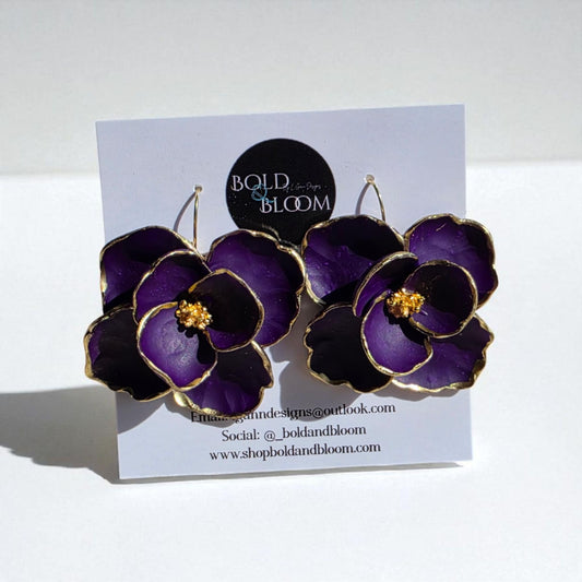 Boldly Blooms Statement Earrings - Purple