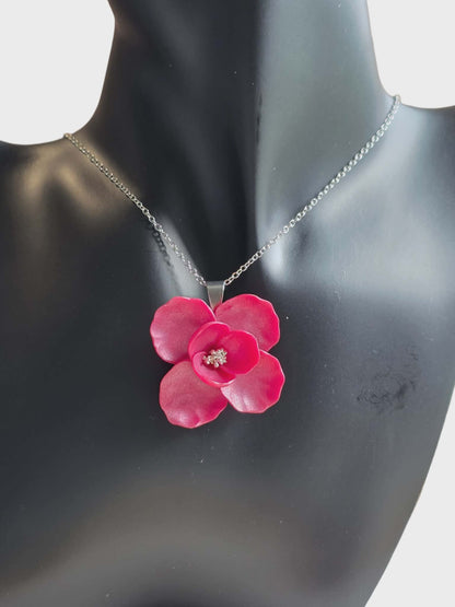 Blooms of Resilience Pendant Necklace Pink Berry Pearl