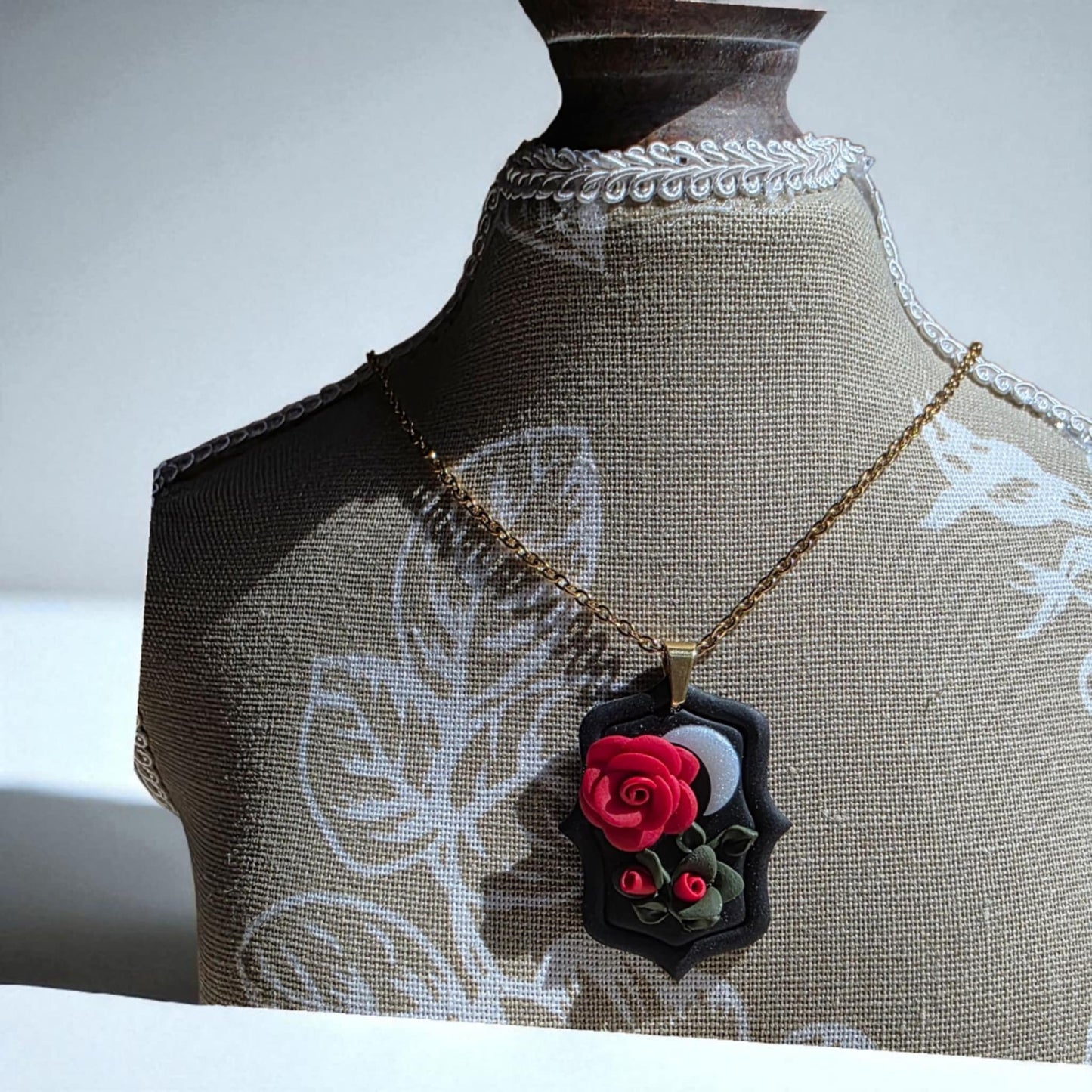 Midnight Rose Cameo Necklace