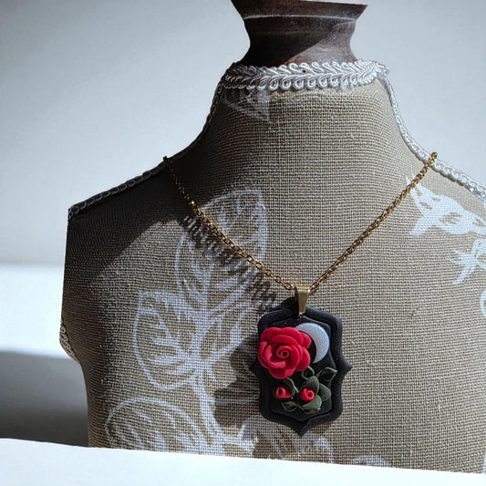 Midnight Rose Cameo Necklace