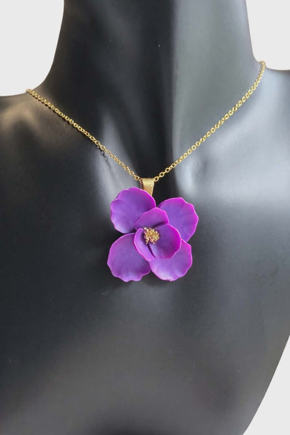 Blooms of Resilience Pendant Necklace Purple Pearl