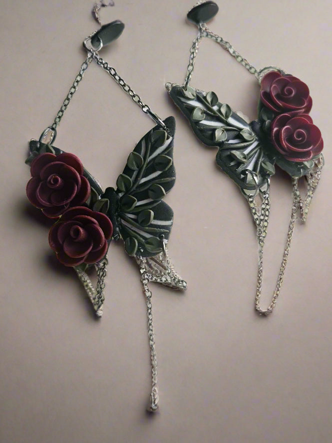 Crimson Butterfly Dangle Earrings image 4