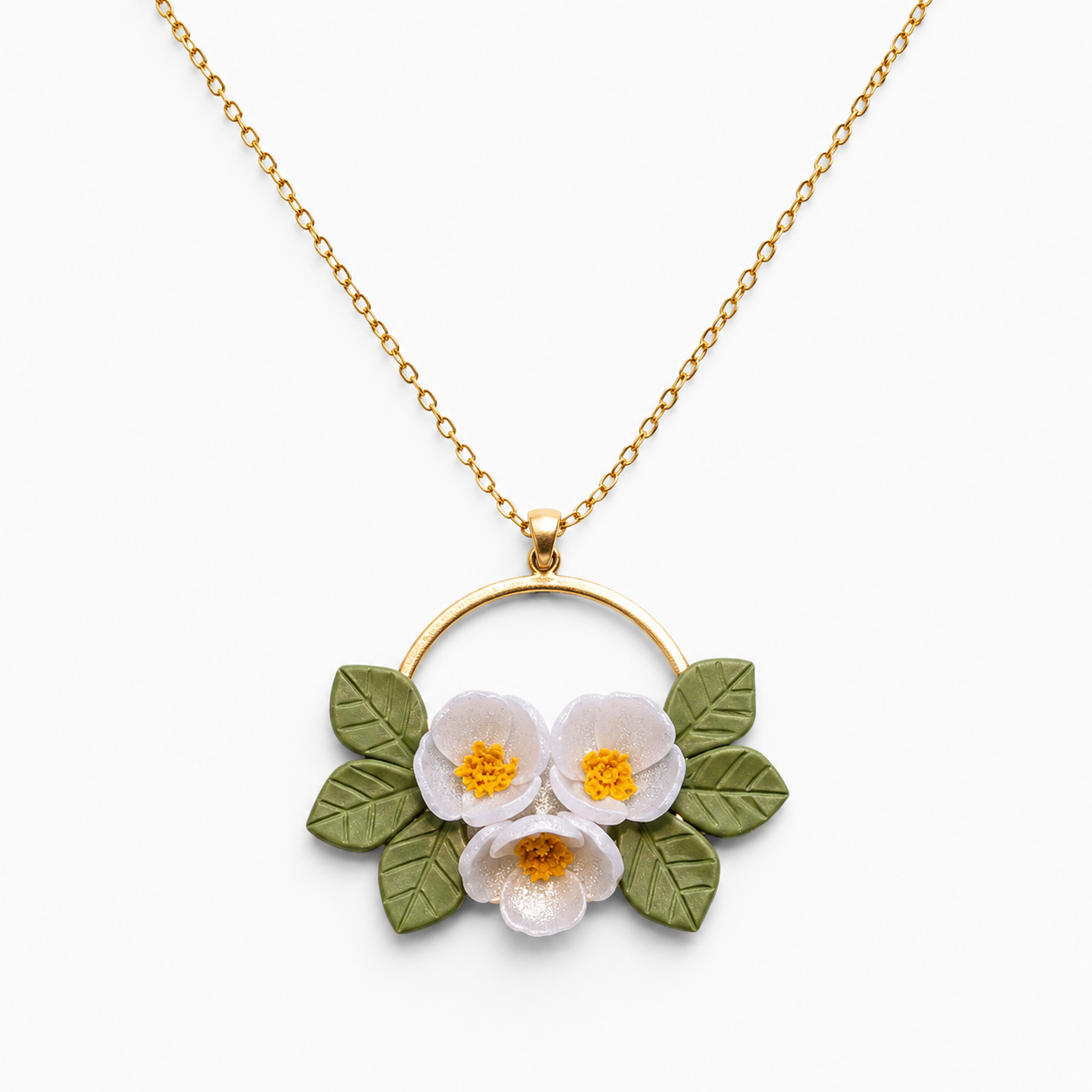 Grounded Bloom - Botanical Hoop Necklace