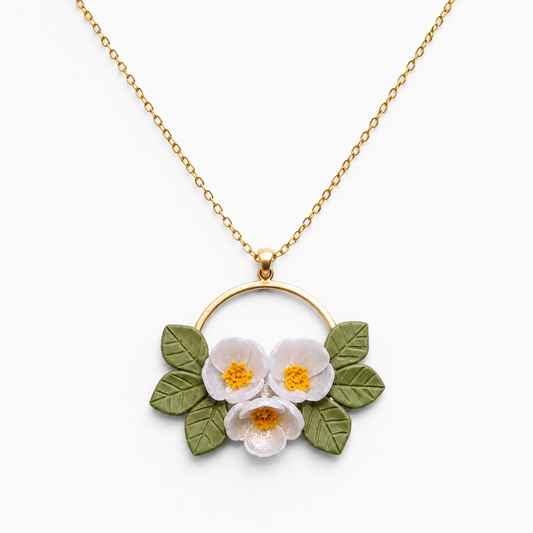 Grounded Bloom - Botanical Hoop Necklace