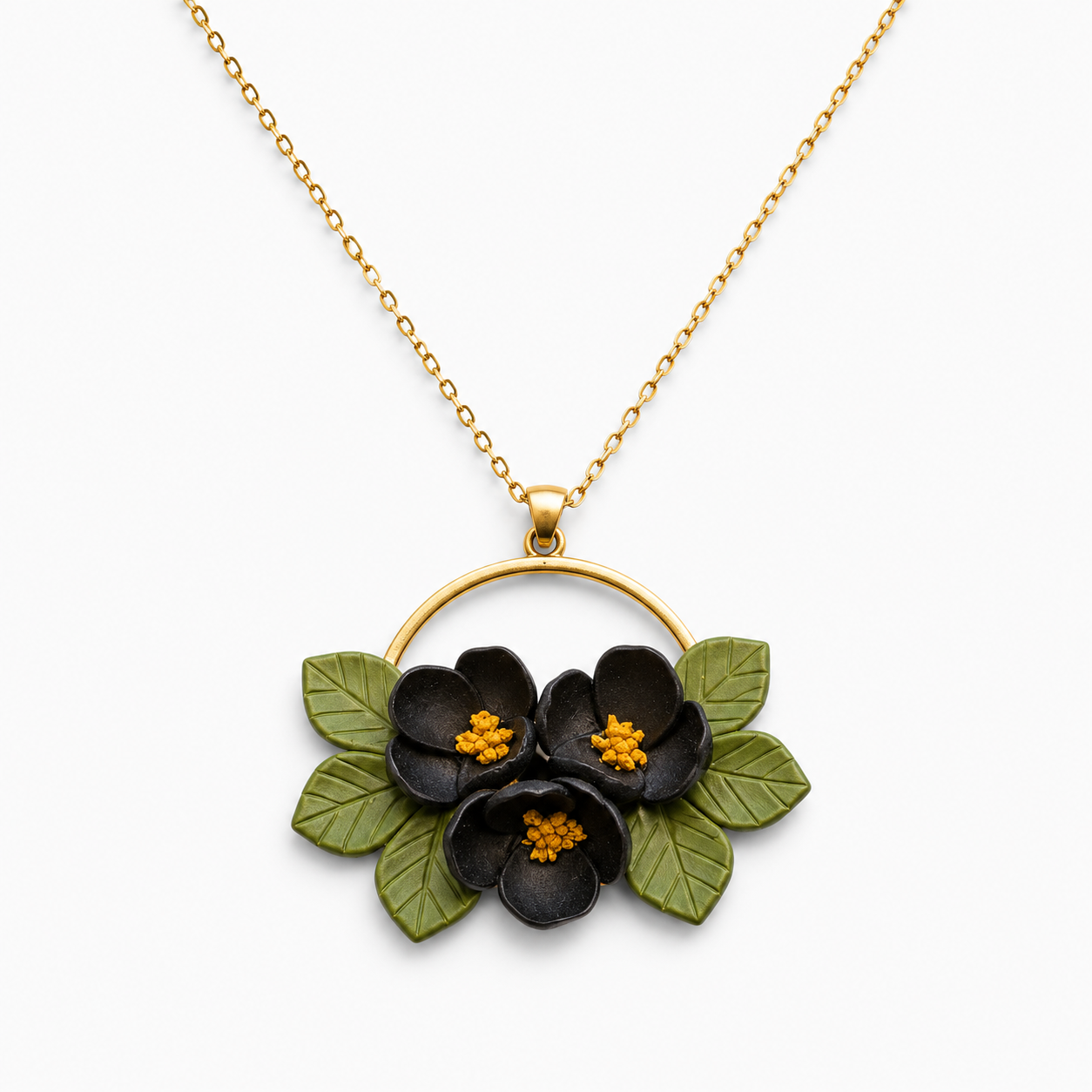 Grounded Bloom - Botanical Hoop Necklace
