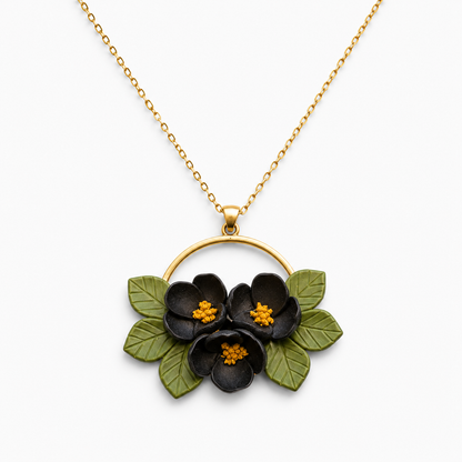 Grounded Bloom - Botanical Hoop Necklace