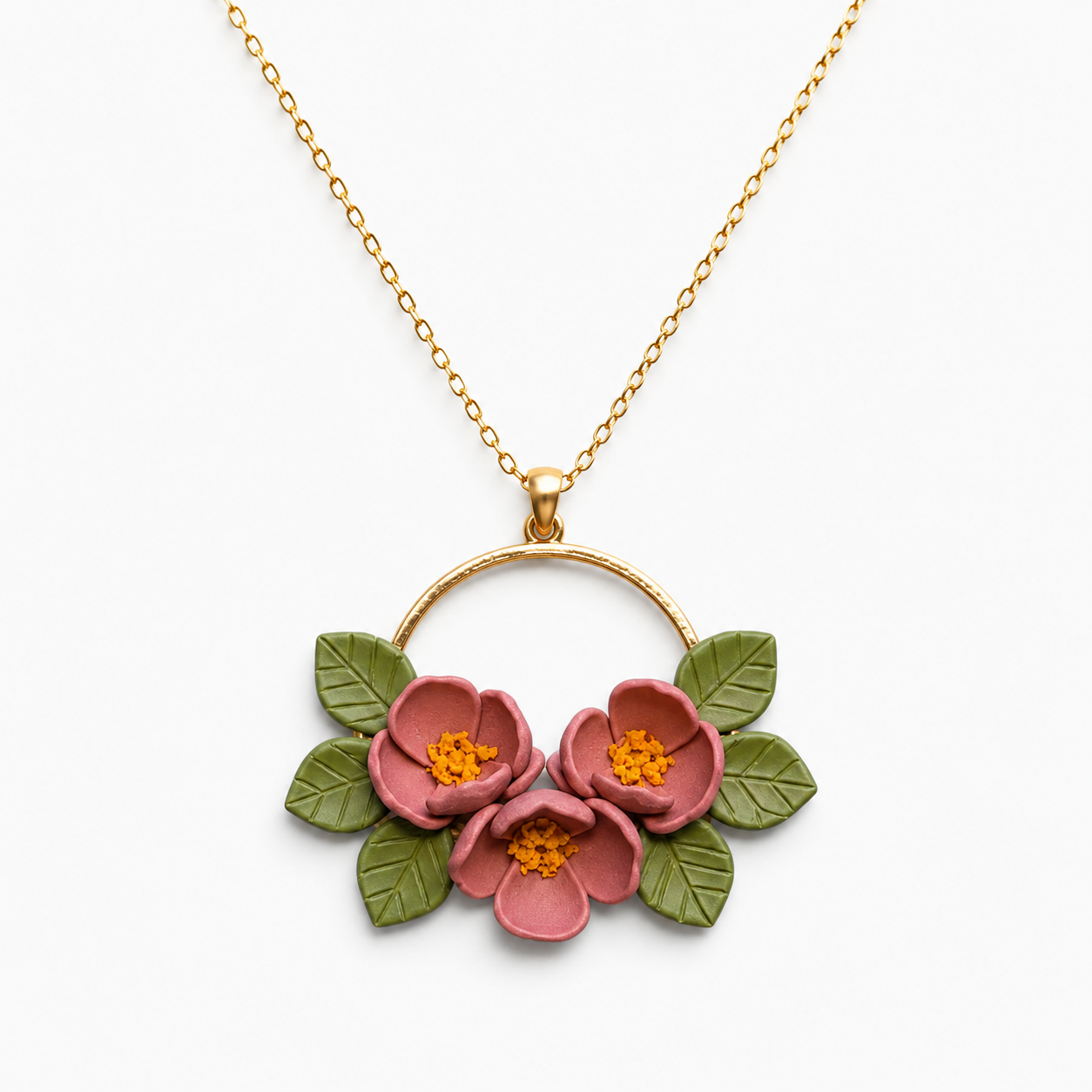 Grounded Bloom - Botanical Hoop Necklace